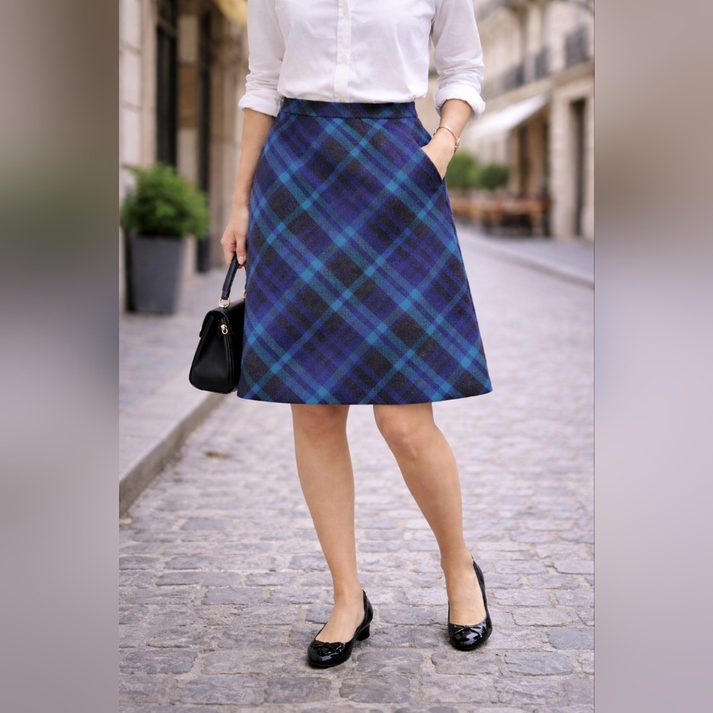 Chadwick's of Boston Plaid Wool Skirt Size 8